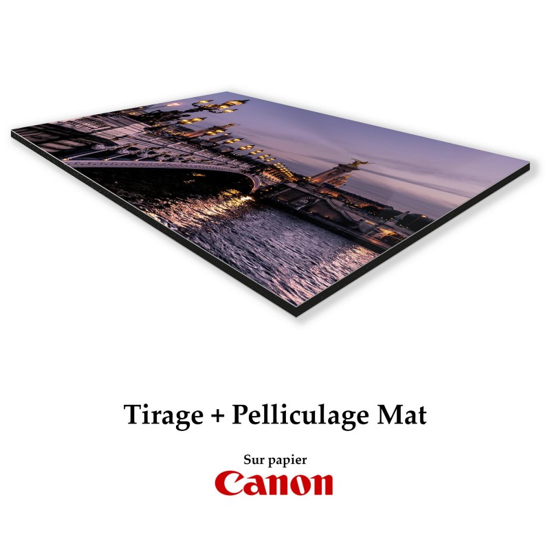 Tirages pelliculés mat + Dibond + caisse