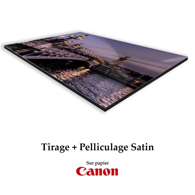 Tirages pelliculés satin + dibond +caisse